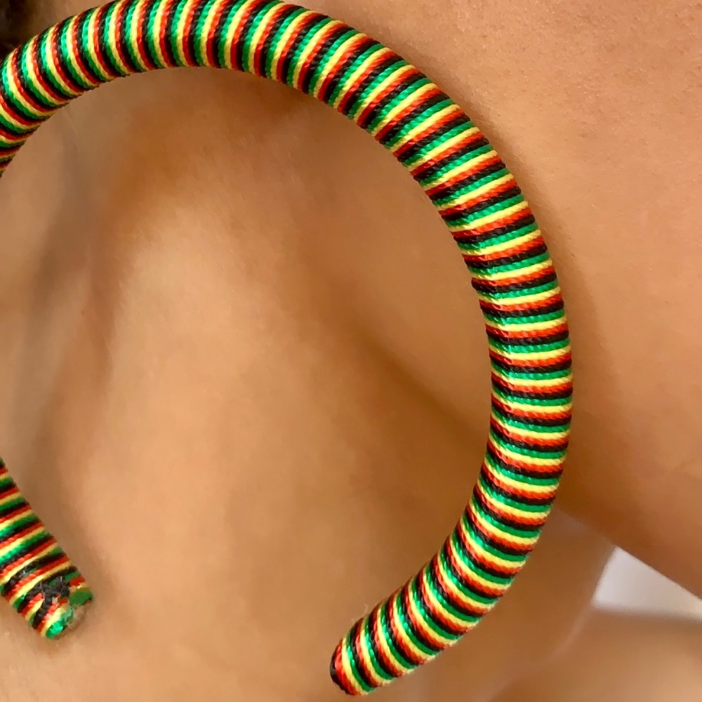 Green Bull Ring Earrings